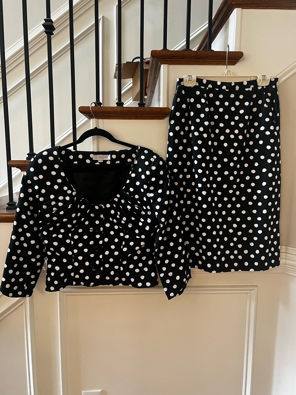 Vintage Victor Costa Polka Dot Skirt Set